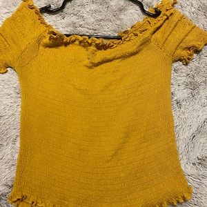 Yellow off the shoulder crop